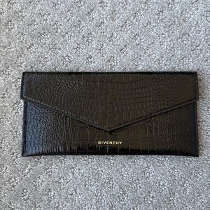 Givenchy Black Croc-Embossed Envelope Clutch